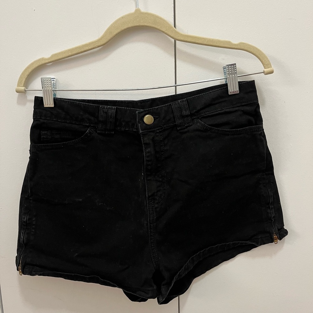 High Waisted Black Jean Shorts